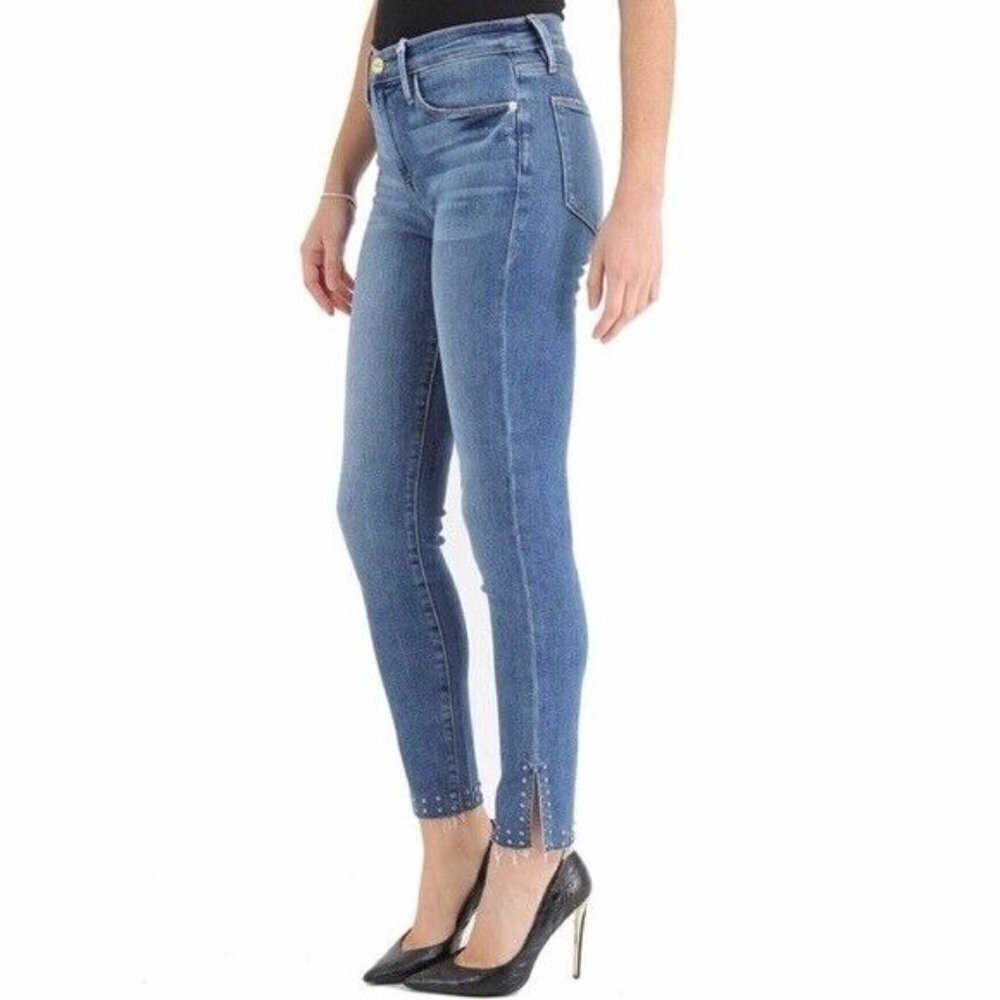 Frame Le High Skinny Jeans in Hazelwood Studs Split Raw Hem - Picture 10 of 10